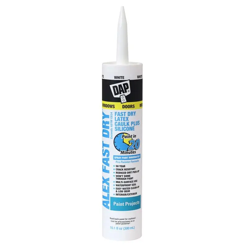 DAP Alex Fast Dry White Acrylic Latex Caulk 10.1 oz. Pack 12