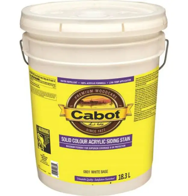 Cabot 0801C Solid Color Acrylic Siding Stain White Base 18.3 L