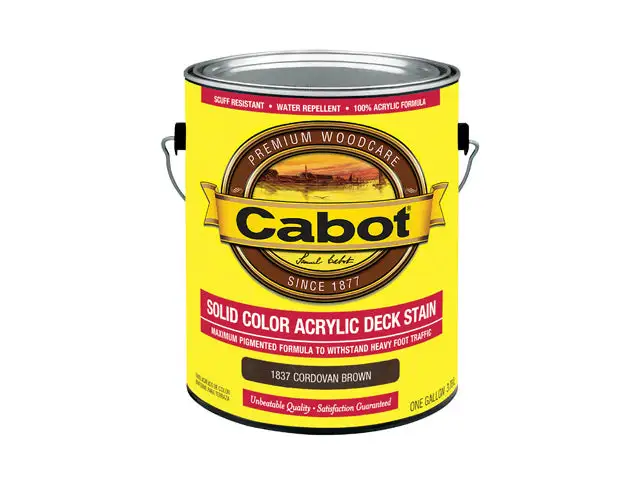 Cabot 1837-07 Solid Color Acrylic Deck Stain Cordovan Brown 1 Gallon