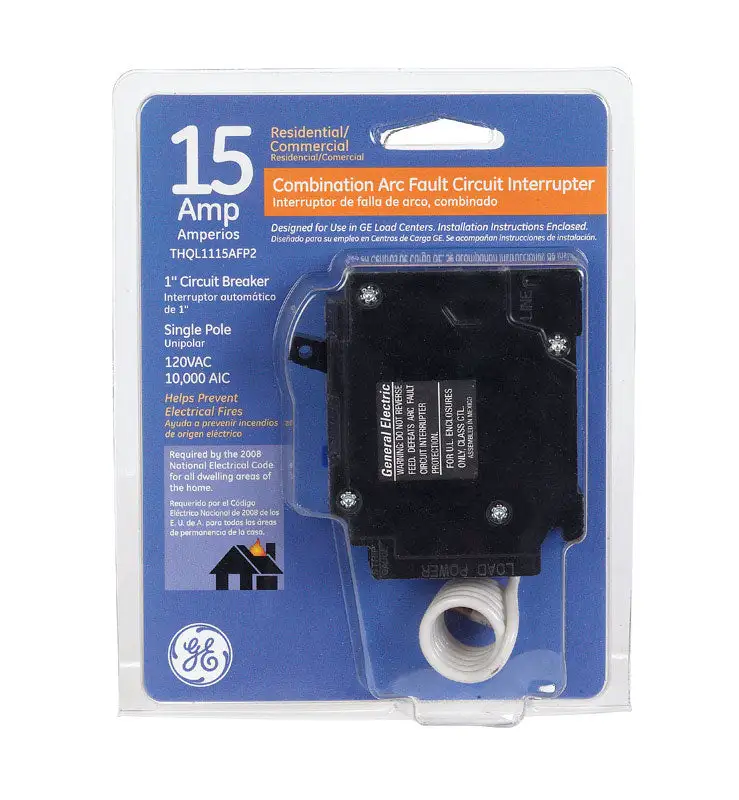 GE Q-Line 15 Amp Arc Fault Single Pole Circuit Breaker Home Electrical Safety