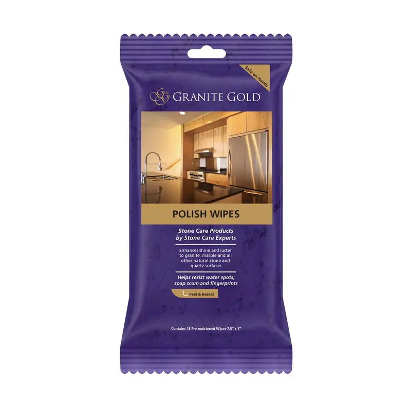 Granite Gold No Scent Granite Polish 18 Count Wipes Pack 12 Stone Care
