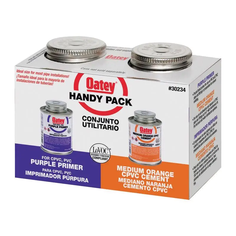Oatey Handy Pack Orange Primer and Cement CPVC 4 oz Pack 12 Plumbing and Pipe Fitting