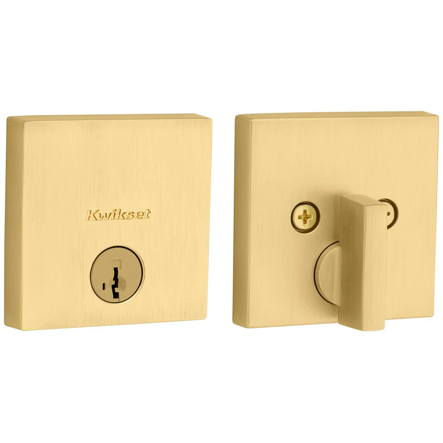 258 SQT 4 SMT 6AL STRKP K3 Downtown 1-Cylinder Deadbolt Satin Brass Finish