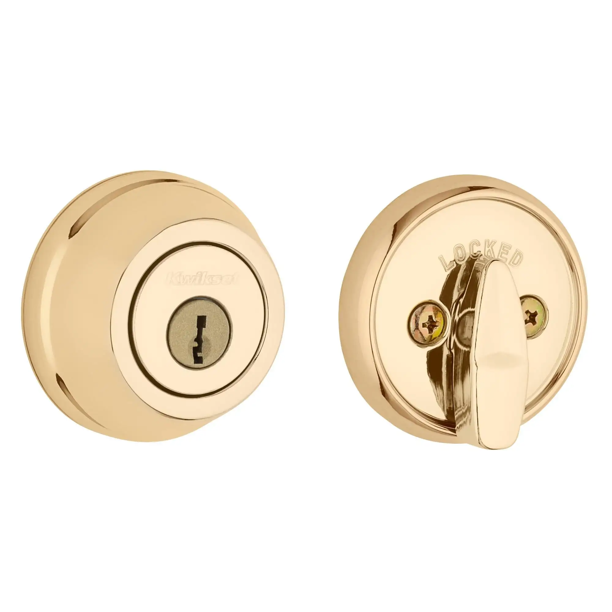 780 3 6AL STRKP K3 1-Cyl Deadbolt Polished Brass Enhanced Security