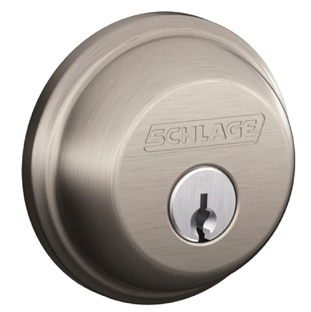 Schlage B60NV619 KA4 Single Cylinder Deadbolt Satin Nickel Door Lock