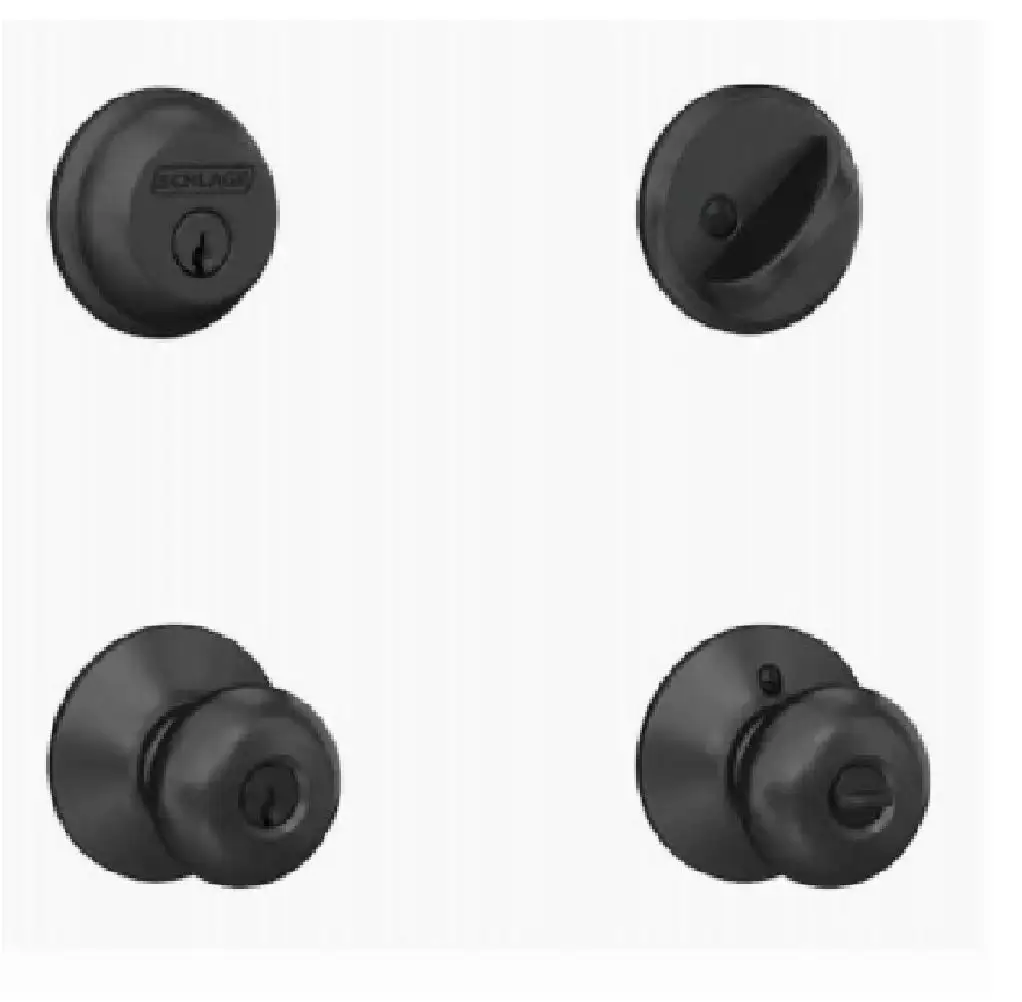 Schlage FB50NVPLY622 Matte Black Single Cylinder Deadbolt and Keyed Entry Plymouth Knob