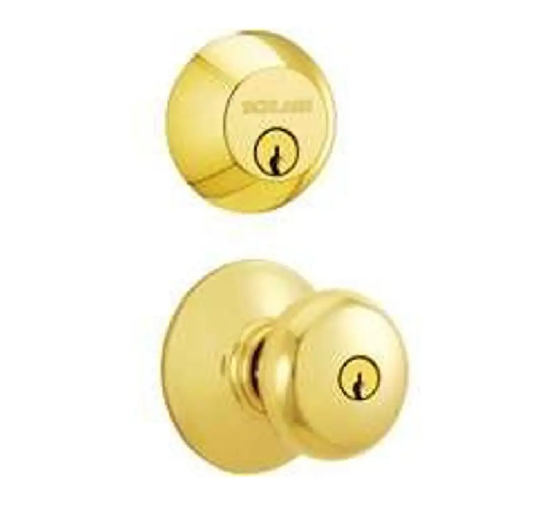 Schlage FB52NVPLY505 Double Cylinder Deadbolt and Plymouth Knob Combo Pack