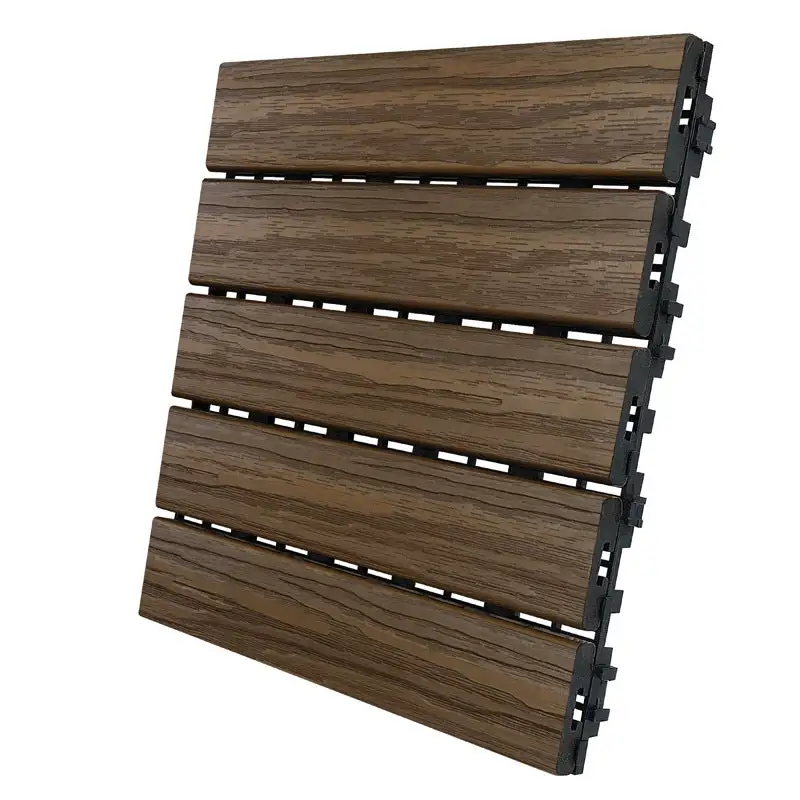 Aura 12x12 Walnut Composite Balcony and Deck Tiles 6 sq ft