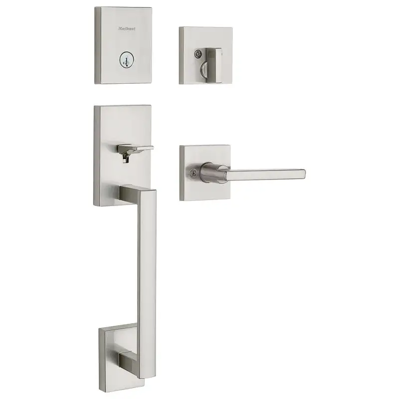 Kwikset SmartKey San Clemente Satin Nickel Handleset Right or Left Handed Door Lock