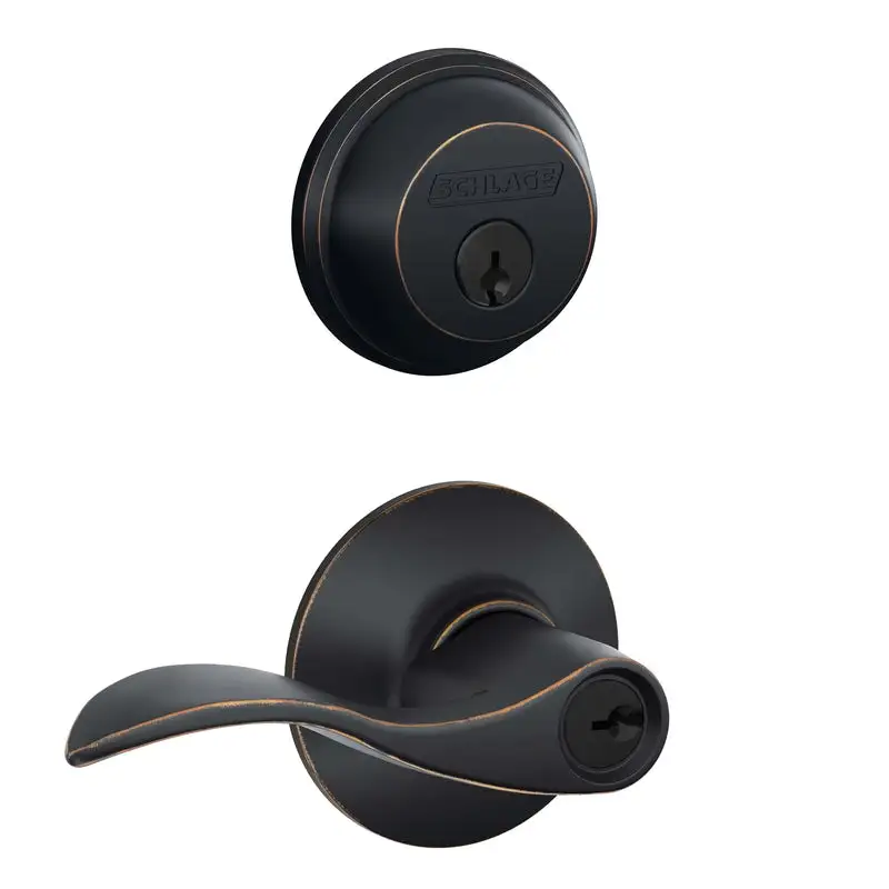 Schlage Aged Bronze Zinc Deadbolt and Entry Door Knob Set Home Security