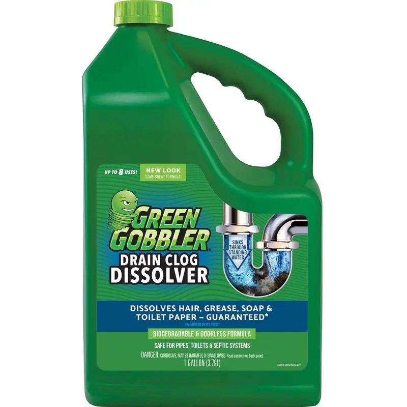 Green Gobbler Liquid Drain Clog Remover 1 gal Pack 4 Heavy Duty Use