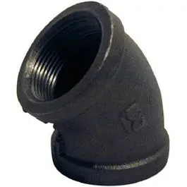 45-Degree Equal Elbow Black Pipe Fitting 1/2-Inch Various