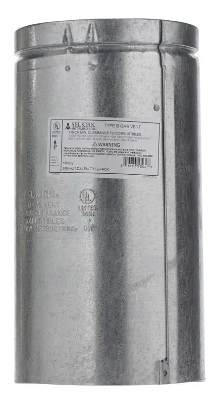 Selkirk 6 . x 12 . Aluminum Round Gas Vent Pipe 2 Pack HVAC Systems