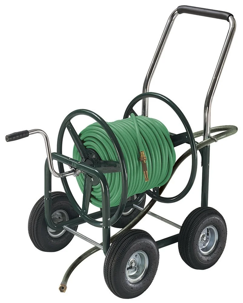 Ames 2380500 Estate Hose Reel Wagon Pneumatic Wheels 400 Feet x 5/8 Inches