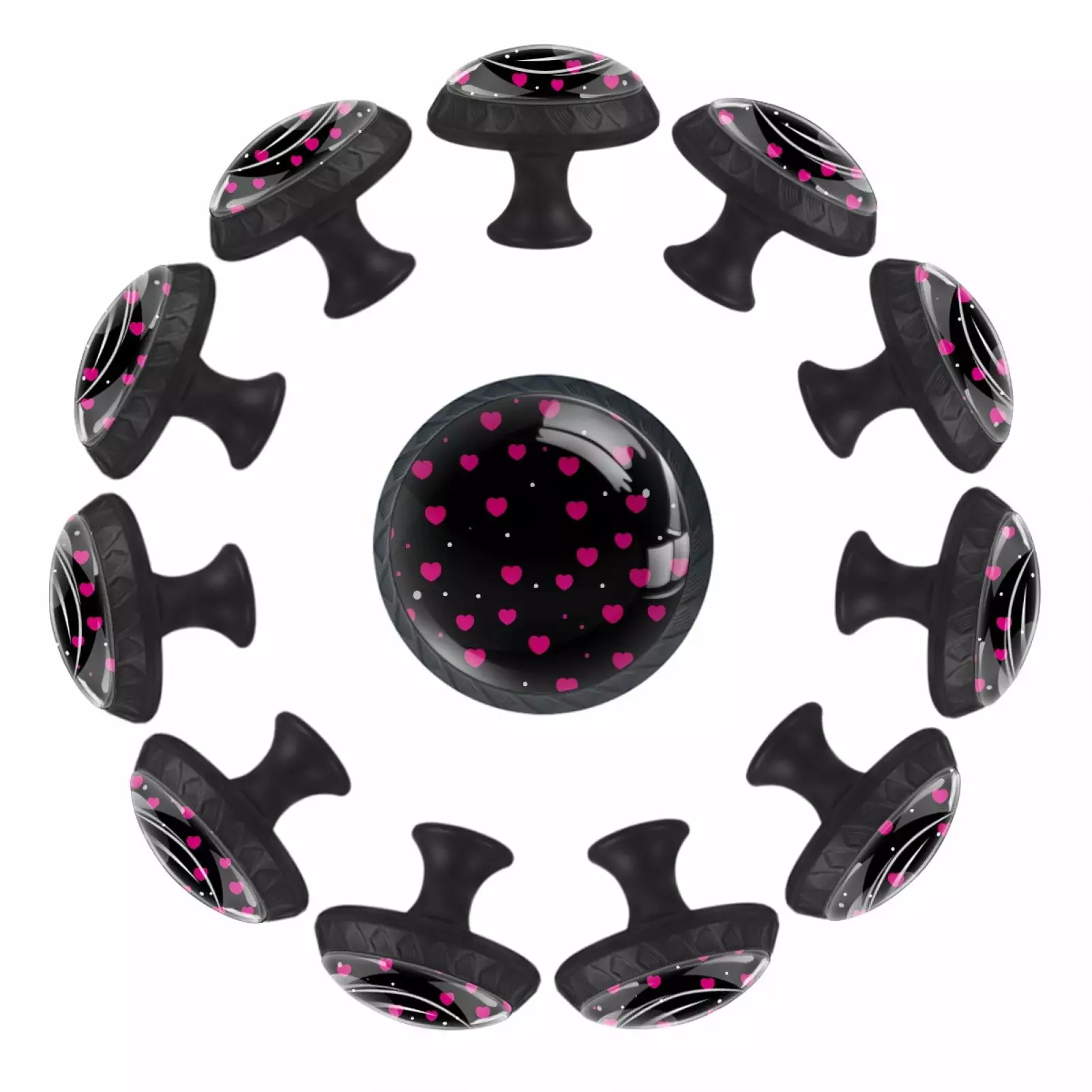 12 Pack Heart Stripe Pattern Cabinet Knobs Door Drawer Pulls TFCOCFT