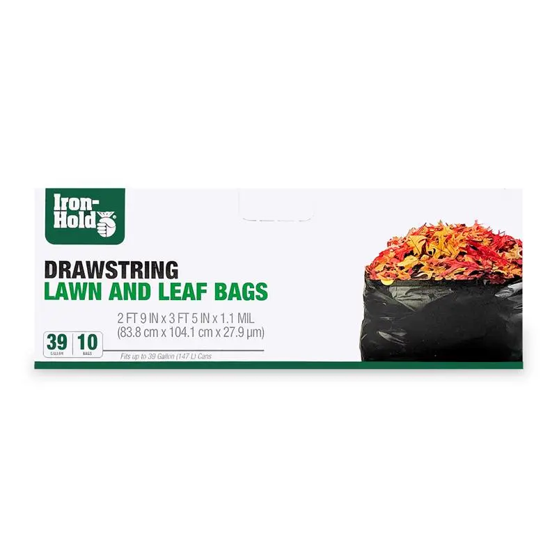 Iron-Hold 39 gal Lawn & Leaf Bags Drawstring 10 pk Pack 12