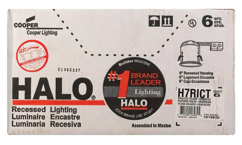 Halo Silver 6 Inch W Aluminum LED Recessed Lighting Housing Pack 6