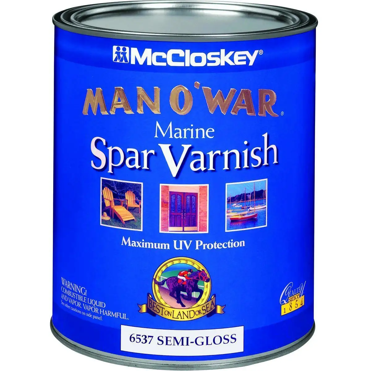 McCloskey 6537 Man O'War Marine Spar Varnish Semi-Gloss Finish 1 Quart Boats and Decks