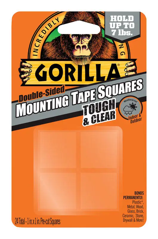 Gorilla 1 . W x 1 . L Mounting Squares Clear Pack 6 Heavy Duty Adhesive