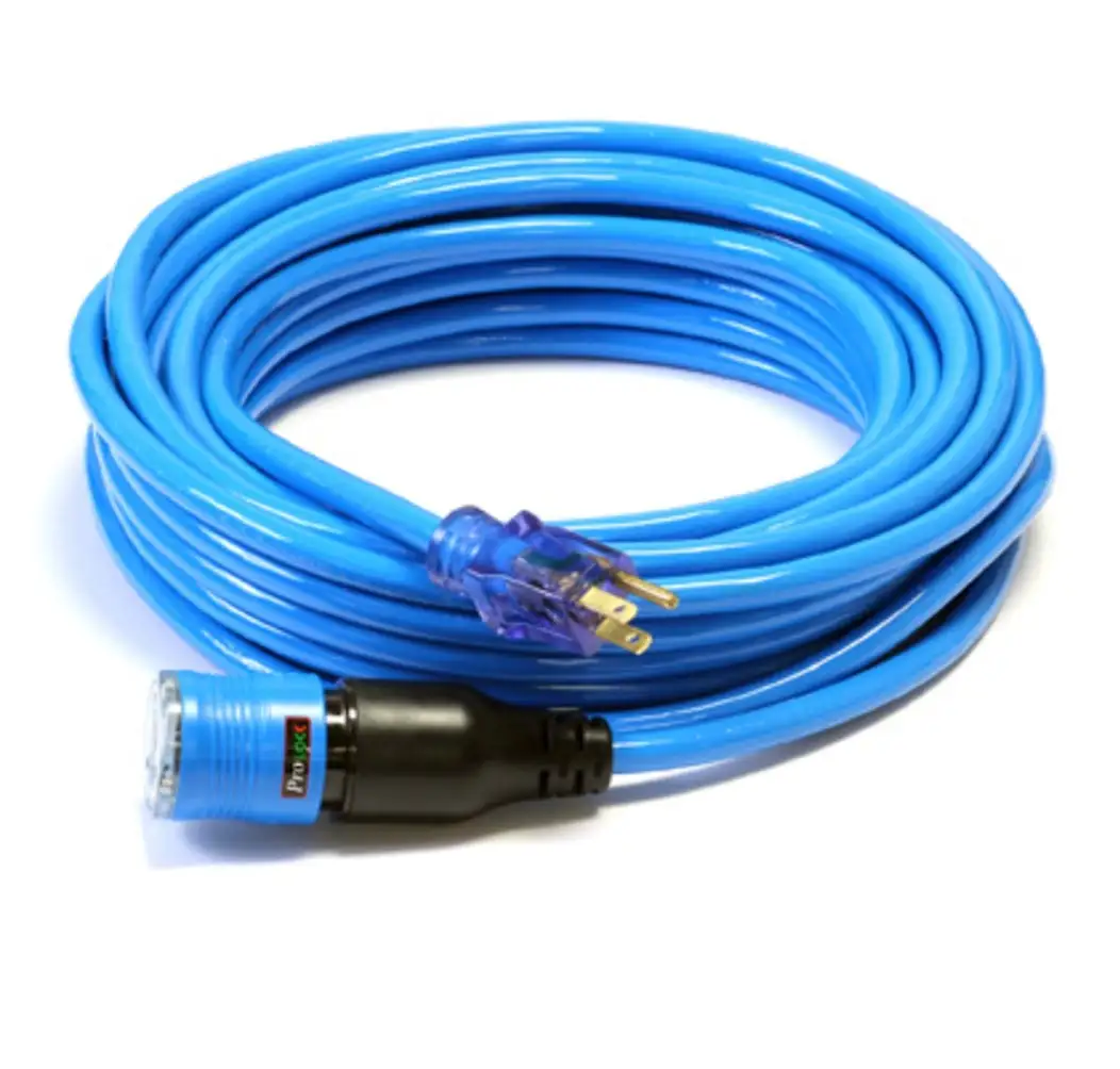 Pro Lock D14412050BL Blue Extension Cord 12 Feet 3 Outlets Overload Protection