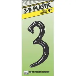 Black Plastic Nail- Address Number 3 4-Inch Mailbox Hy-Ko
