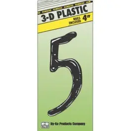 Black Plastic Nail- Address Number 5 4-Inch Door Hy-Ko