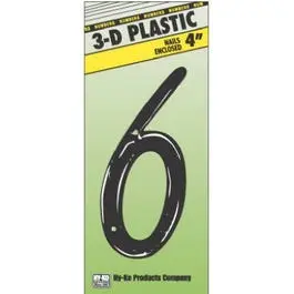 Black Plastic Nail- Address Number 6 4-Inch Home Hy-Ko