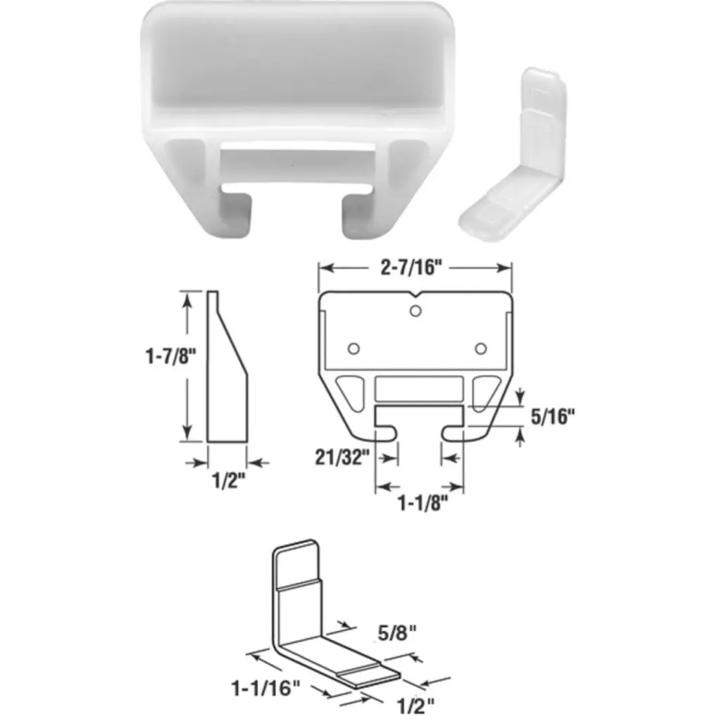 Prime-Line 1-3/32 Inch x 1-1/8 Inch Nylon Track Guide 2-Count Smooth Door Operation Prime Line
