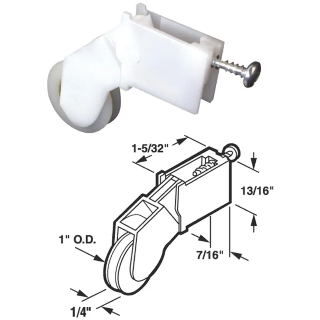 Prime-Line 1 Inch x 1/2 Inch Adjustable Nylon Screen Door Roller Assembly 2-Count Prime Line