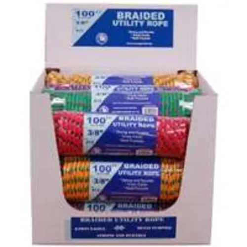 Tw Evans Cordage 99022 Brd Ply Rope Asstcolor 3/8 X 100 ft Braided Polypropylene Rope