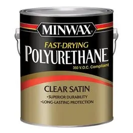 1-Gallon Fast-Dry Satin Polyurethane Protective Finish Wood Surfaces Minwax