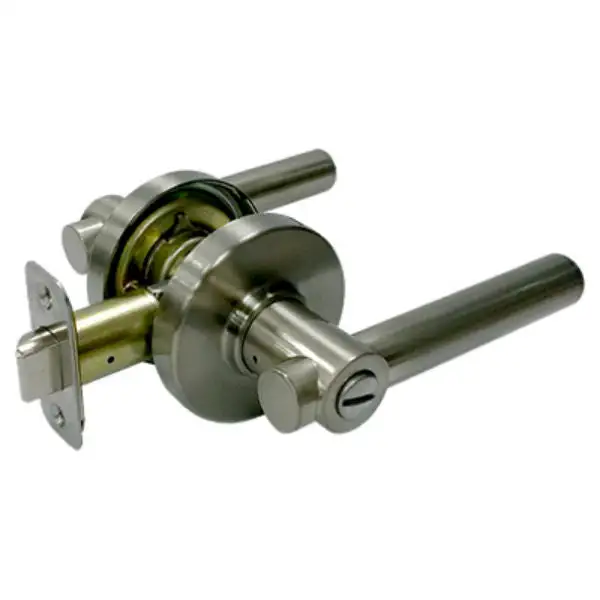 Taiwan Fu Hsing LP2X201C Reversible Basel Round Privacy Lever Lockset Satin Nickel