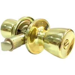 Mobile Home Privacy Lockset Tulip-Style Knob Polished Brass TruGuard