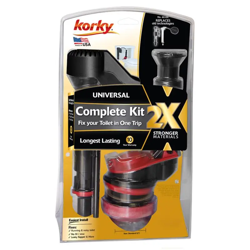 Korky 2X Long Life Universal Complete 2-Inch Toilet Repair Kit Flapper and Fill Valve