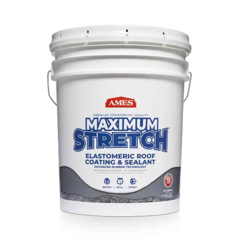 Ames Maximum Stretch Smooth Tintable White Solid Water-Based Roof Coating 5 gal