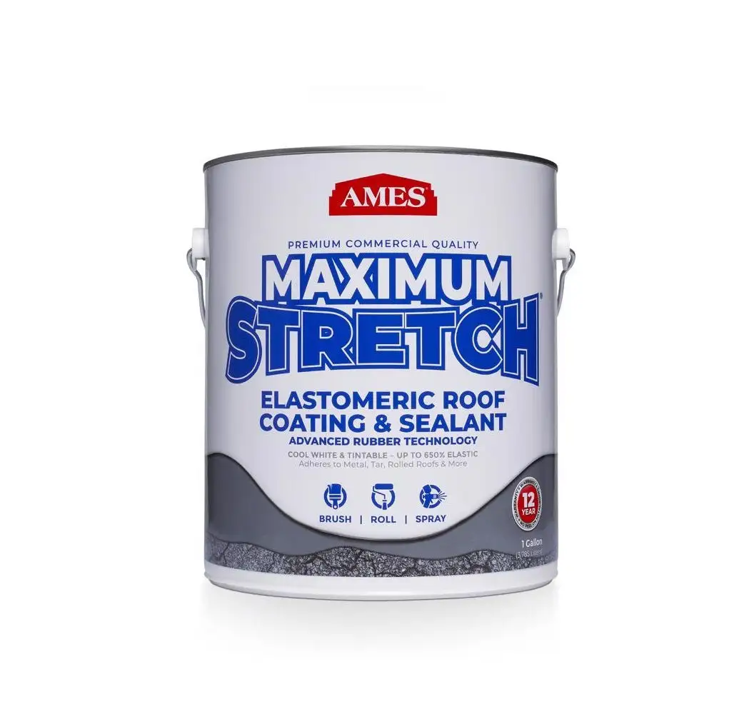 AMES MSS1 Maximum Stretch Roof Coating Bright White 1 Gallon Elastomeric Reflective Sealant