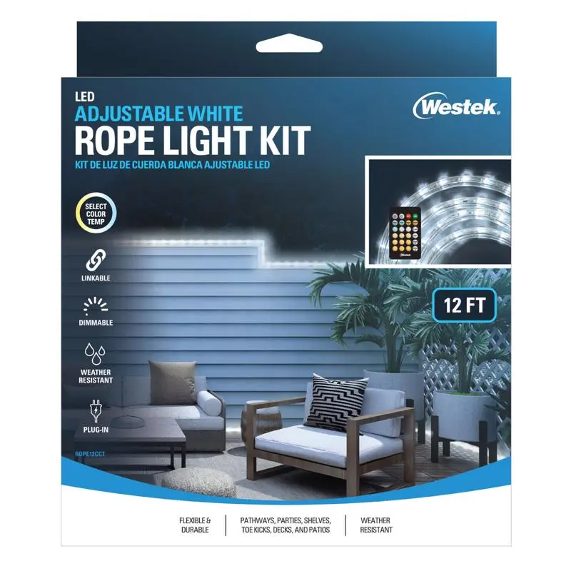 Westek 12 ft. White Plug- LED Rope Light Kit 275 Lumen