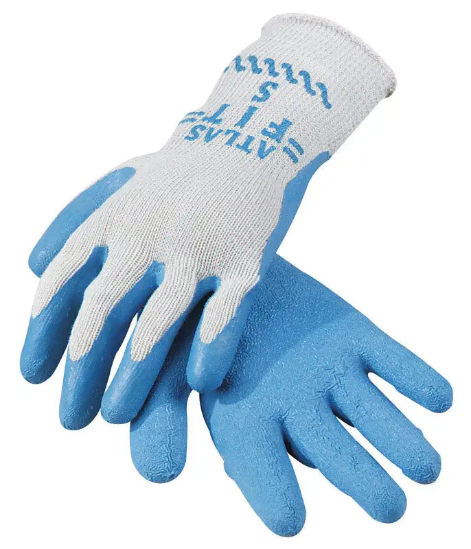 Atlas Showa Rubber Latex Coated Work Gloves Blue/Gray XL Pack 12 Heavy Duty Use