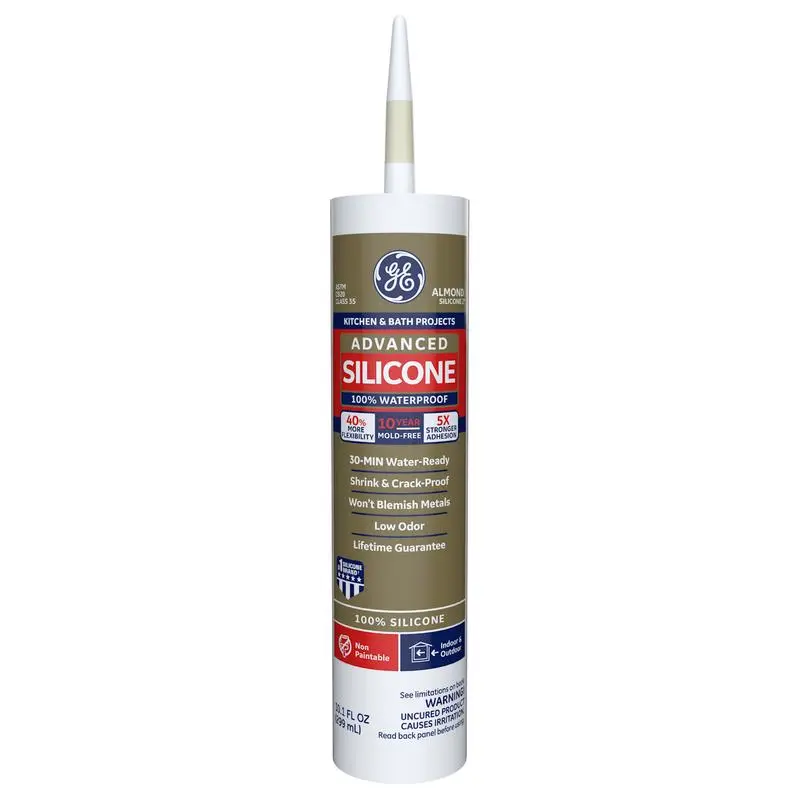 GE Almond Silicone Low Odor Kitchen and Bath Sealant 10.1 oz 12 Pack