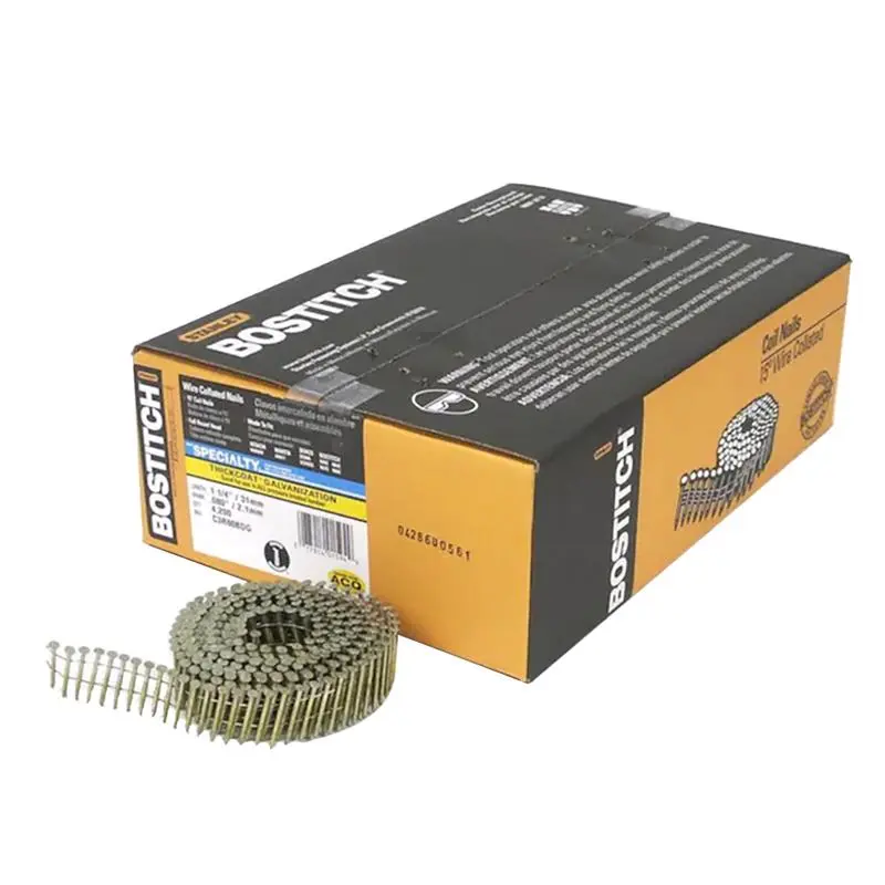 Bostitch 1-1/4 Inch L X 11 Ga Angled Coil Galvanized Siding Nails 15 Degree 4200 Pack