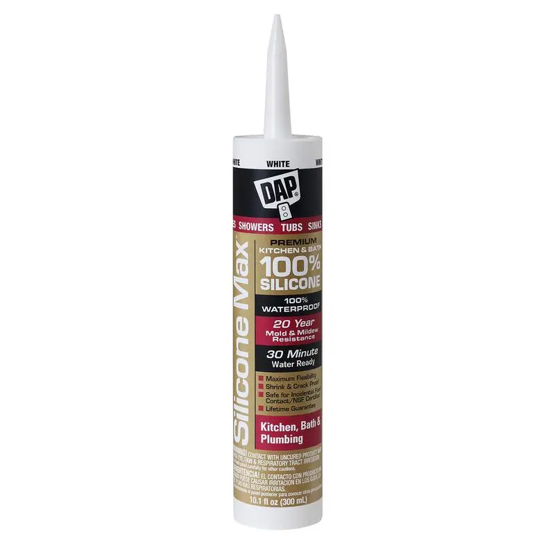 DAP Silicone Max White Silicone Kitchen and Bath Sealant 10.1 oz Pack 12 Waterproof Caulk