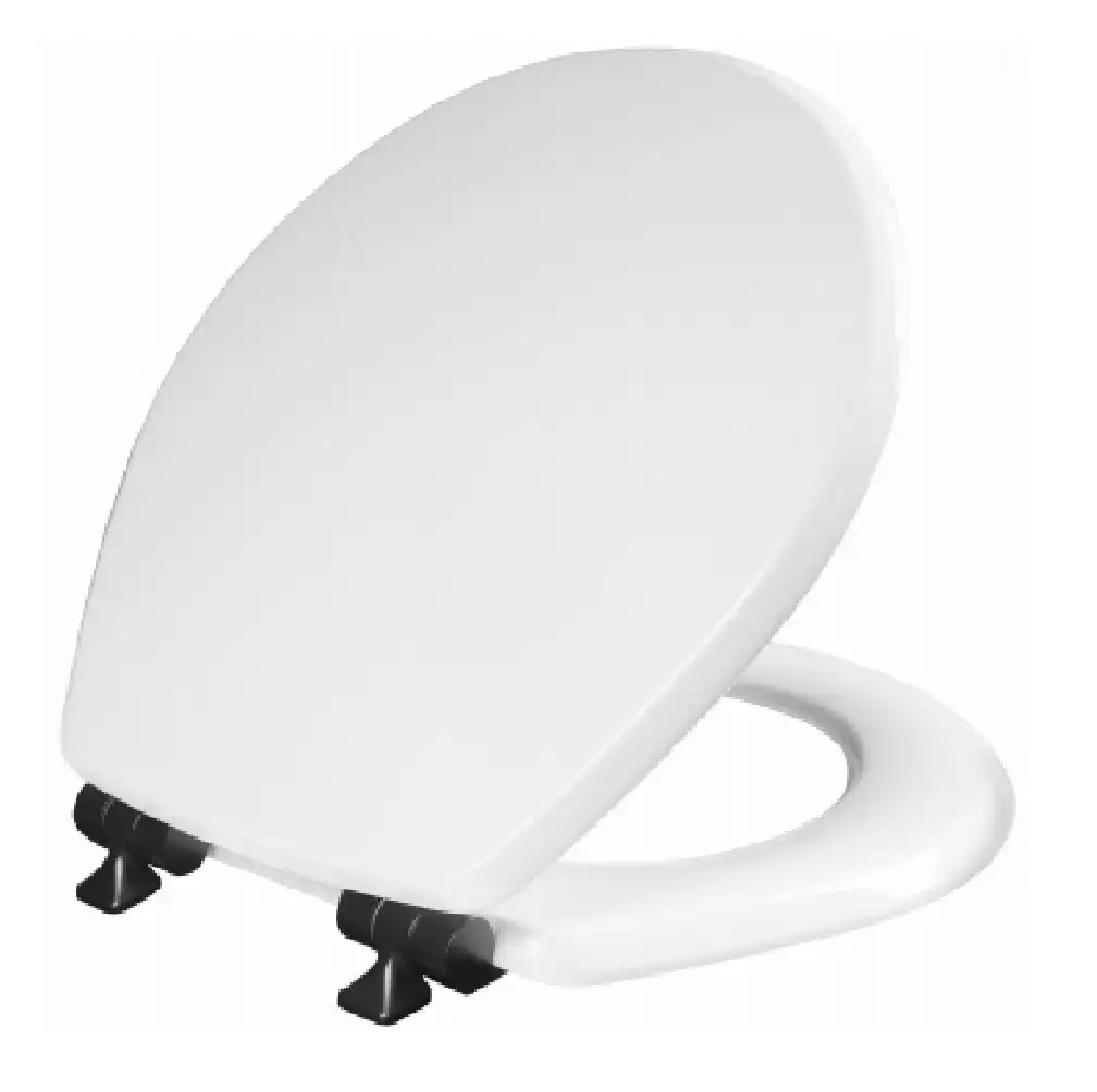Mayfair 26MBSL 000 Slow Close Wood Round Toilet Seat White Quiet Bathroom