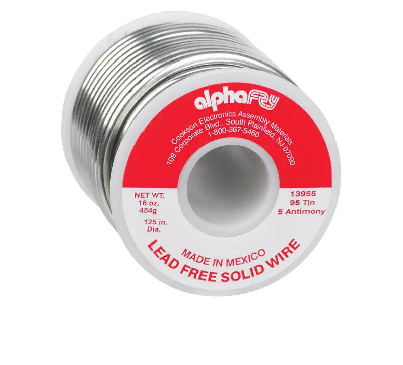 Alpha Fry 16 oz Lead-Free Solid Wire Solder 0.125 . D Tin/Antimony 95/5 1 pc
