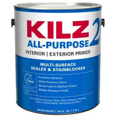 KILZ White Flat Water-Based Acrylic Stain Blocking Primer 1 gal Pack 4
