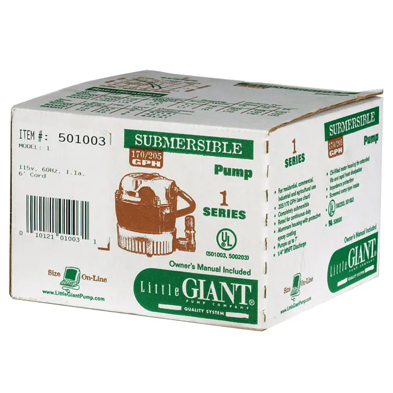 Little Giant 205 GPH Aluminum Switchless Switch AC Submersible Utility Pump Water Removal