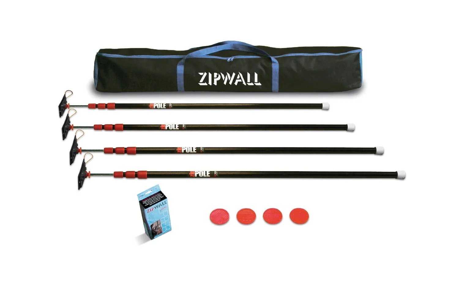 Zip Wall ZP4 ZipPole Spring Loaded Pole Kit Carry Bag Dust Barrier