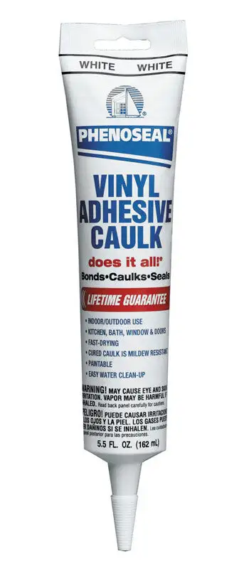 Phenoseal White Vinyl Adhesive Caulk 5.5 oz Pack 15