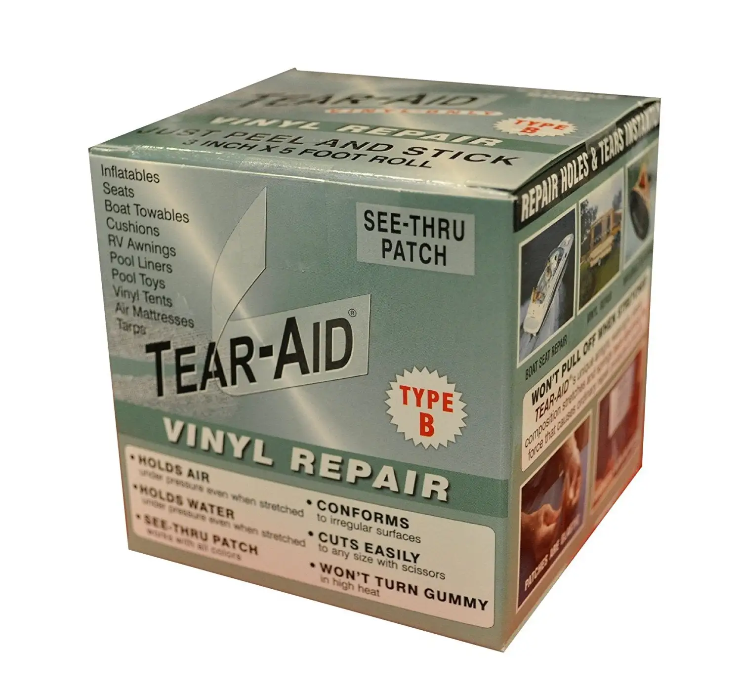 Tear-Aid D-ROLL-B-20 Vinyl-Coated Repair Patch Green Heavy-Duty Repairs