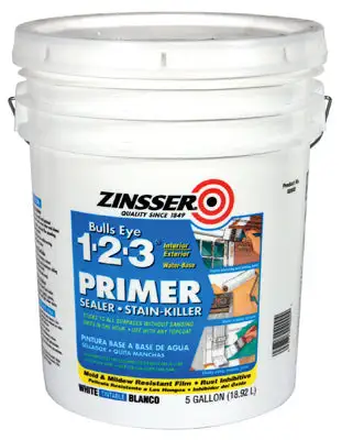 Zinsser Bulls Eye 1-2-3 Water Base Primer Sealer Stain Killer 5 Gallon