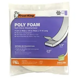 Foam Weatherseal Tape 3/4W x 1/4-. T x 17-Ft. Doors and Windows Frost King